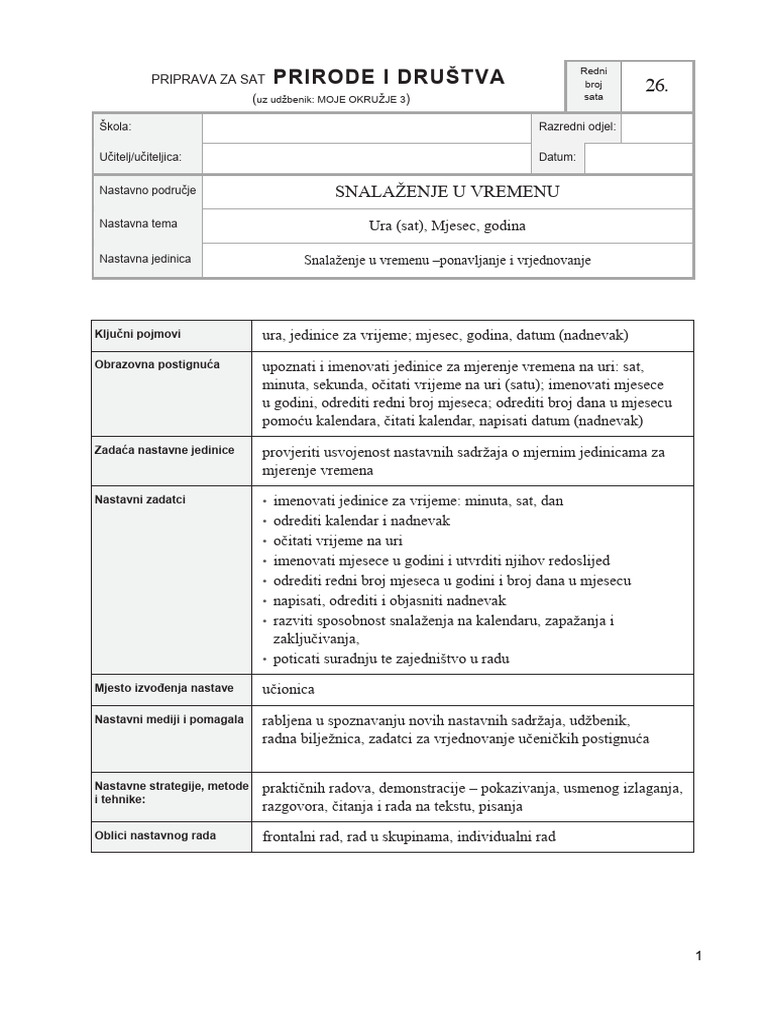 MO3-26 - Snalaženje U Vremenu - Ponavljanje I Vrjednovanje | PDF