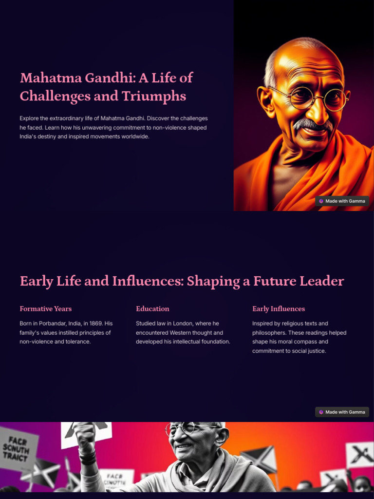 Gandhi's Challenges and Triumphs | PDF | Mahatma Gandhi | Nonviolence