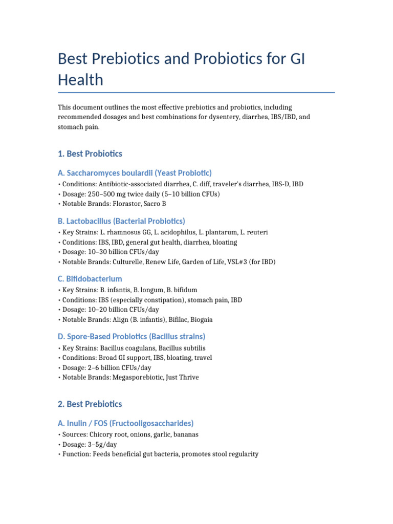 Top Probiotics & Prebiotics for GI Health | PDF | Probiotic | Irritable ...