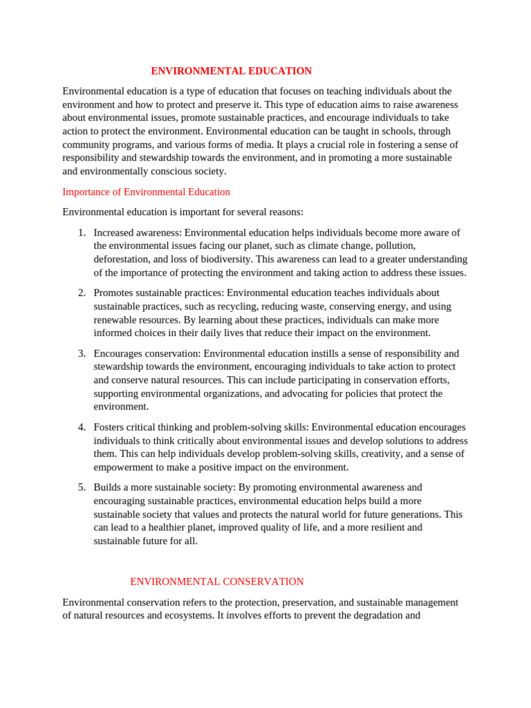 Environmental Education and Conservation | PDF | Conservation Biology ...