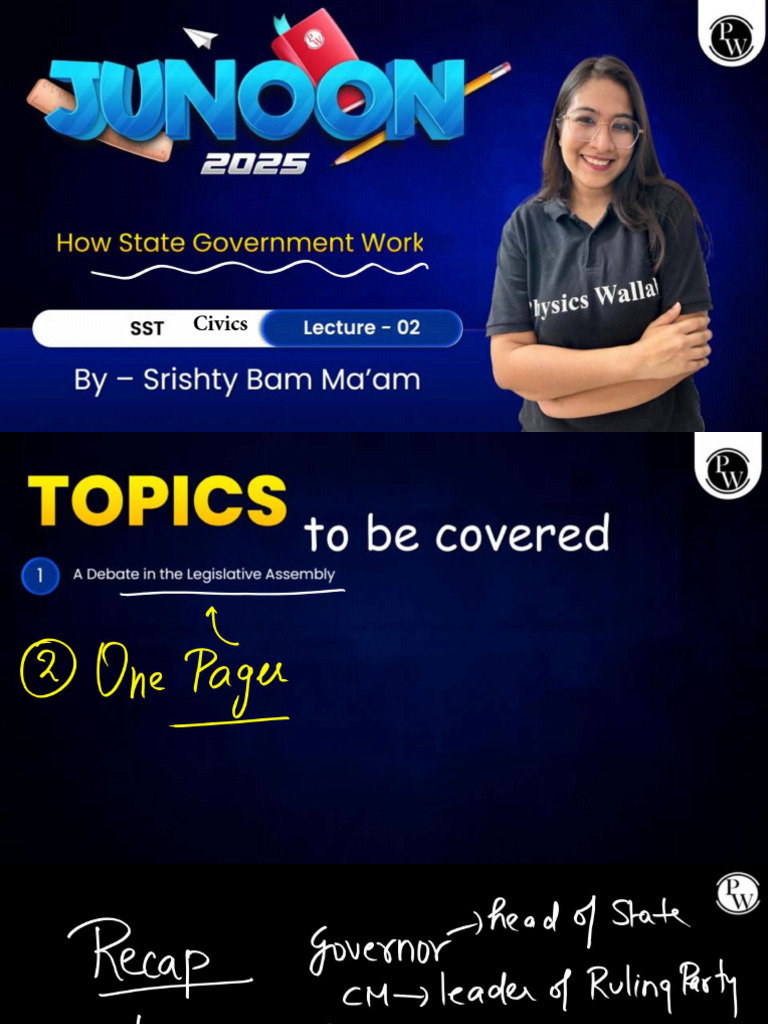 Civics - How State Government Work 02 - Class Notes - Junoon 2025 | PDF