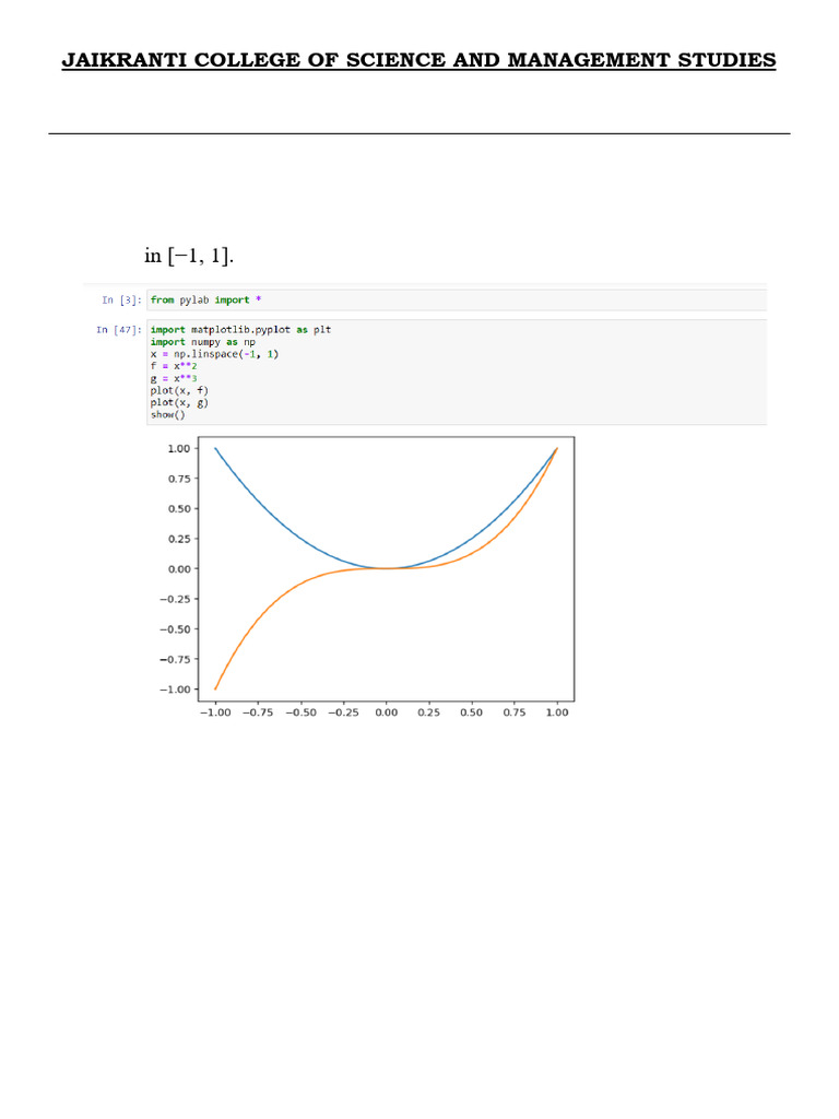 Mathematics Practical: 2D Graphs in Python | PDF