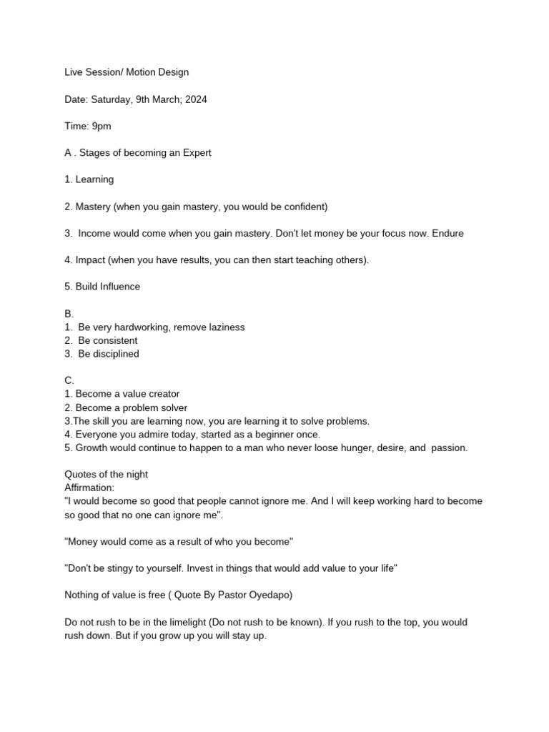 Excerpt From The Live Session Written by Oduns Graphics | PDF