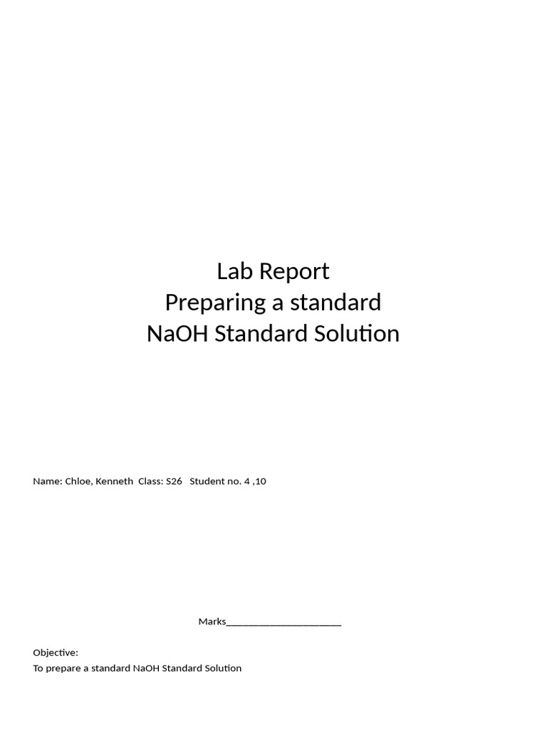 Preparing a NaOH Standard Solution | PDF | Sodium Hydroxide ...