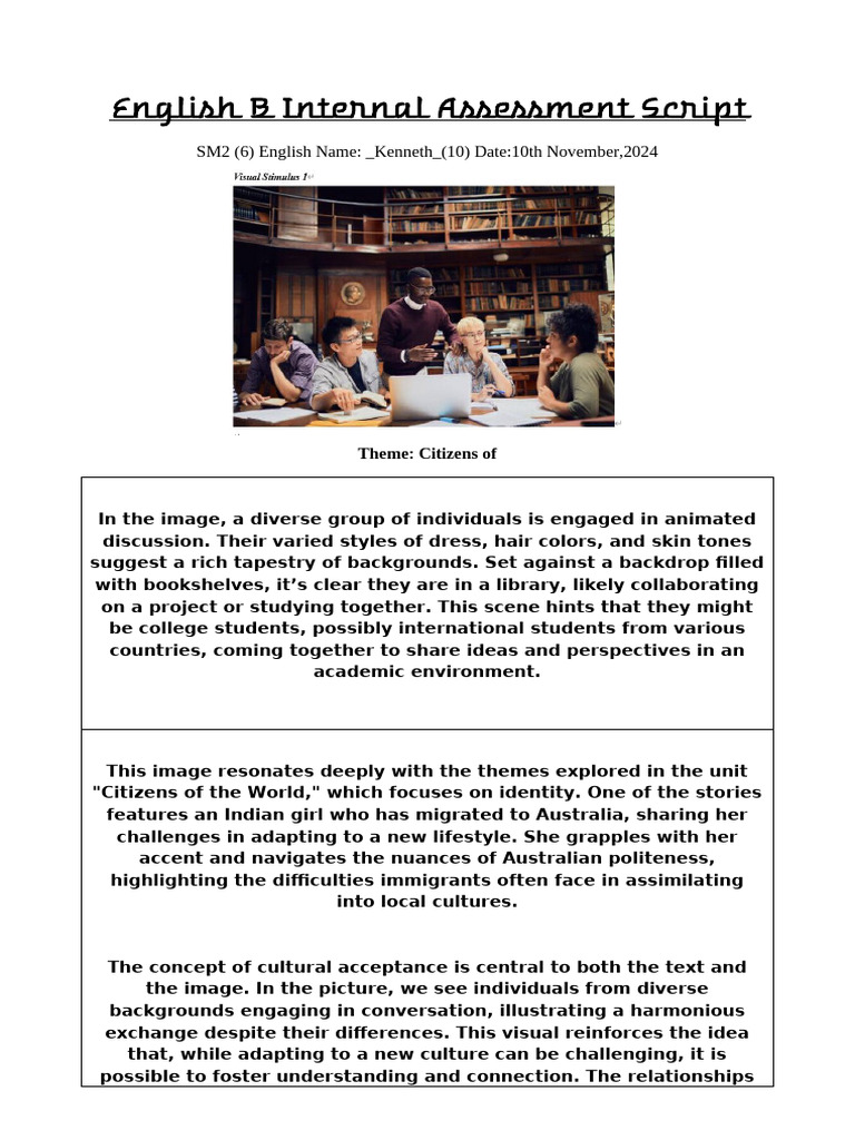 English B Internal Assessment Script | PDF