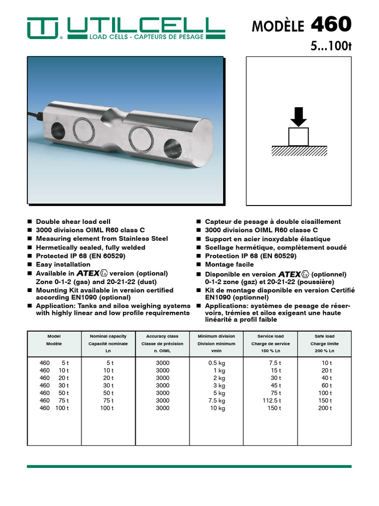 Capteur de force 50 tonnes OIML R60 | PDF | Acier