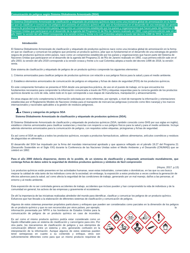 Pictogramas del SGA en Comunicación de Peligros | PDF | Peróxido | Gases