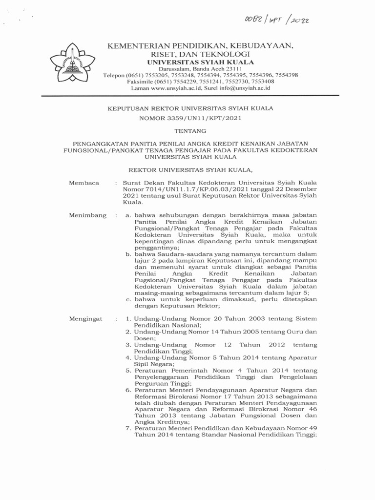 SK Ppak Fakultas 2022 | PDF