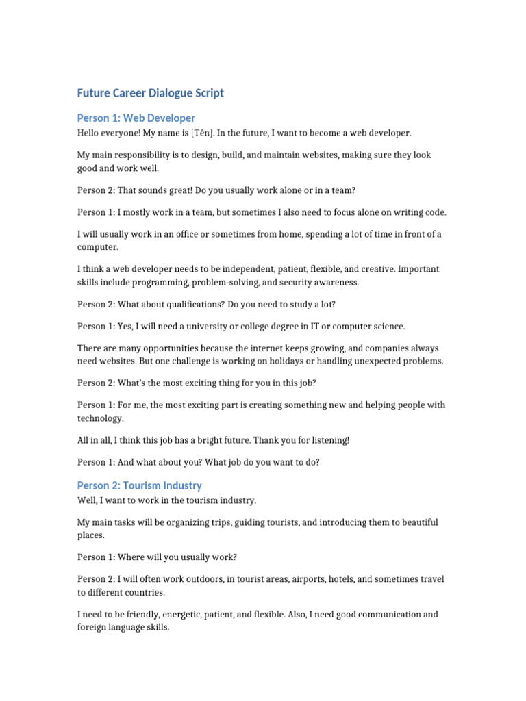 Future Career Dialogue | PDF