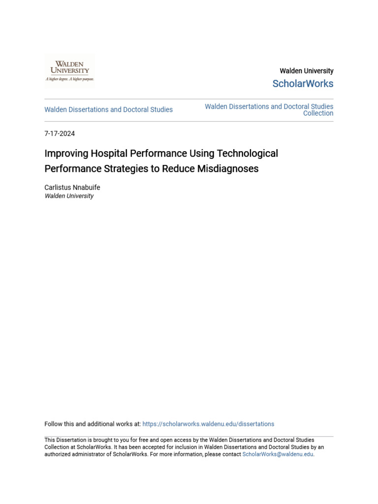 Improving Hospital Performance Using Technological Performance ...