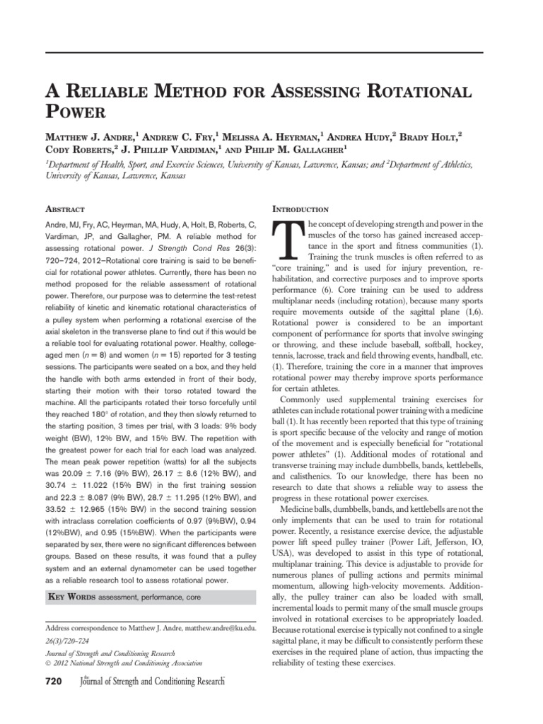 A Reliable Method For Assessing Rotational Power.17 | PDF | Strength ...