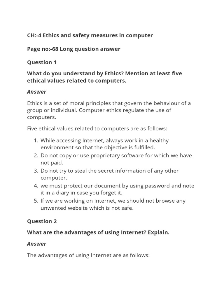 Class 7 Ch-4 Question Answer | PDF | Computer Virus | Internet