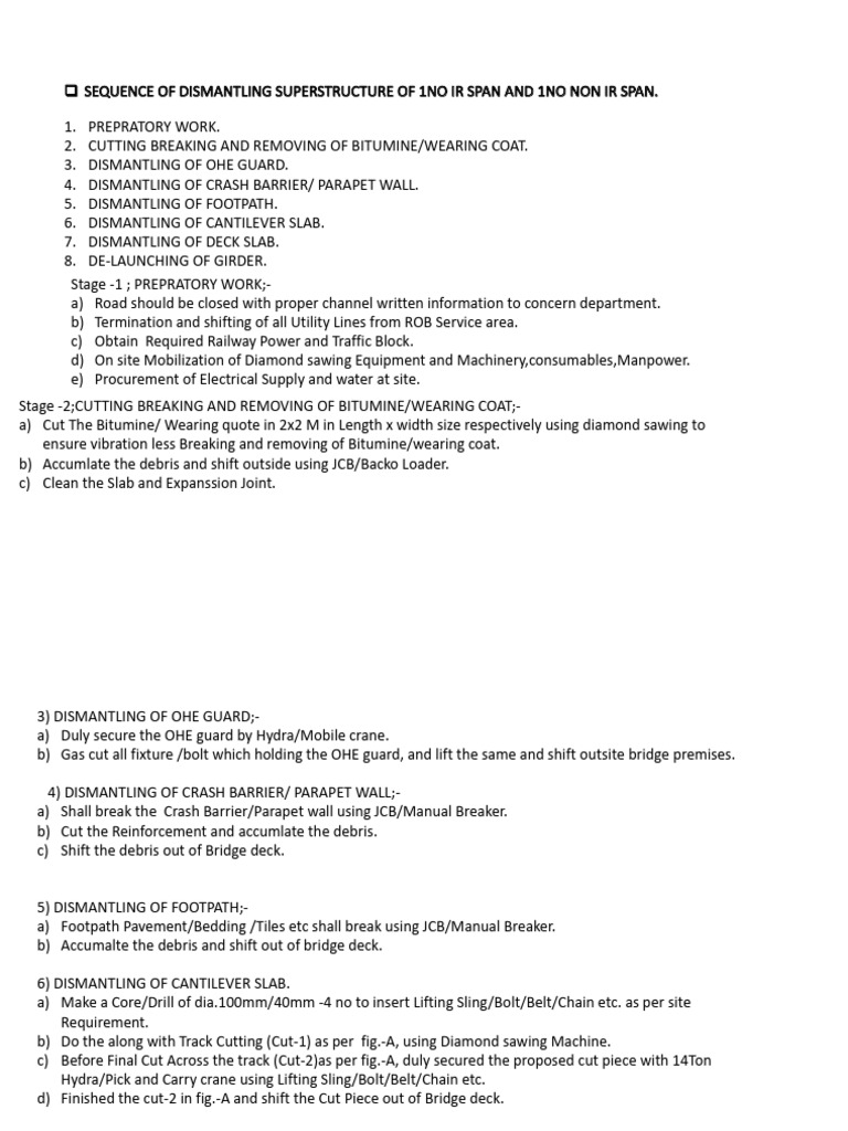 Dismantling Procedure for ROB Structure | PDF | Crane (Machine) | Civil ...