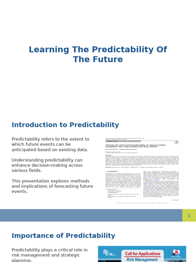 DMKD - Learning The Predictability of The Future | PDF | Forecasting ...