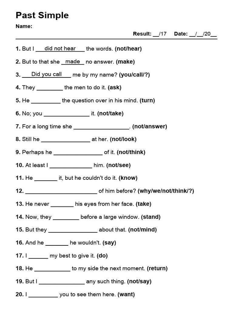 Past Simple Verb Exercises | PDF