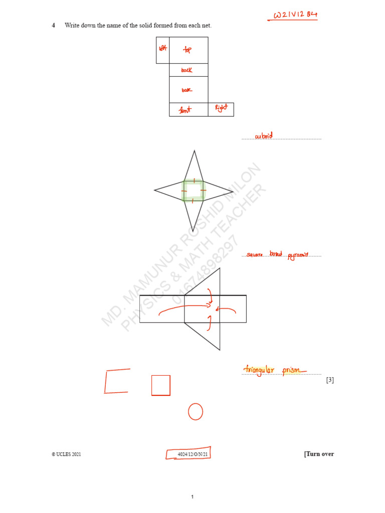 Solid Shapes and Nets Worksheet | PDF | Euclidean Geometry | Linear ...