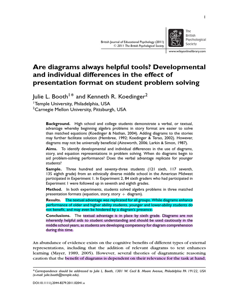Diagrams in Problem Solving: Student Impact | PDF | Mathematics ...