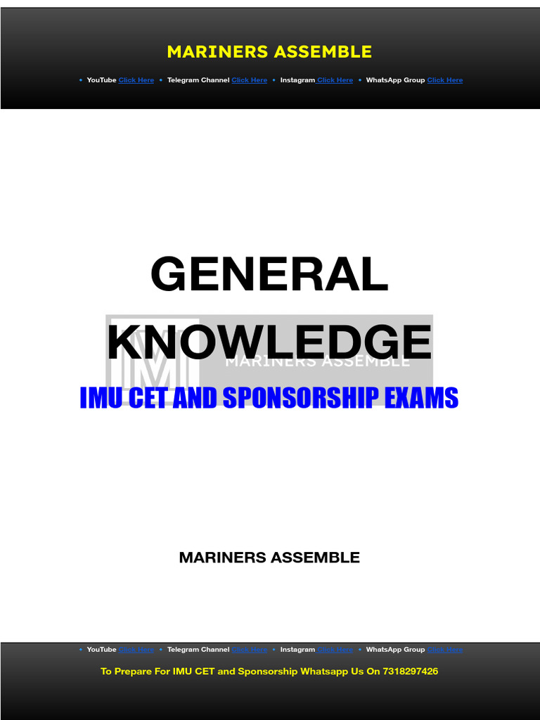 IMU CET General Knowledge Guide | PDF | Tide | Atmosphere Of Earth