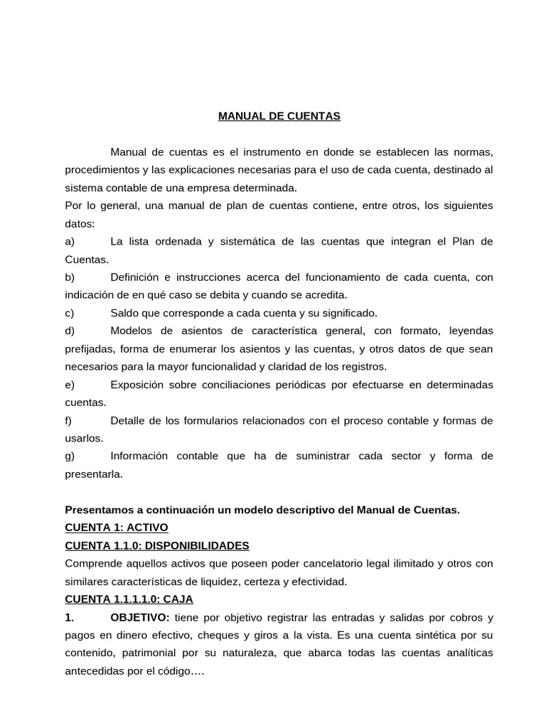 Manual de Cuentas Contables | PDF | Contabilidad | Bancos