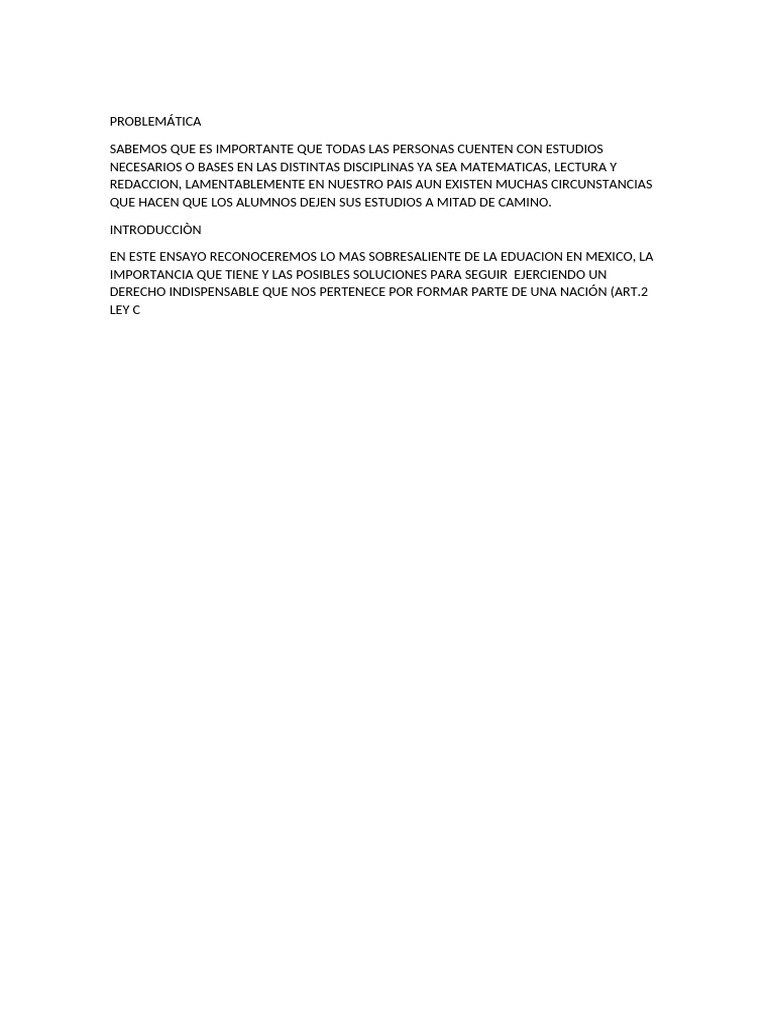Ensayo Educación en México Yahaira | PDF