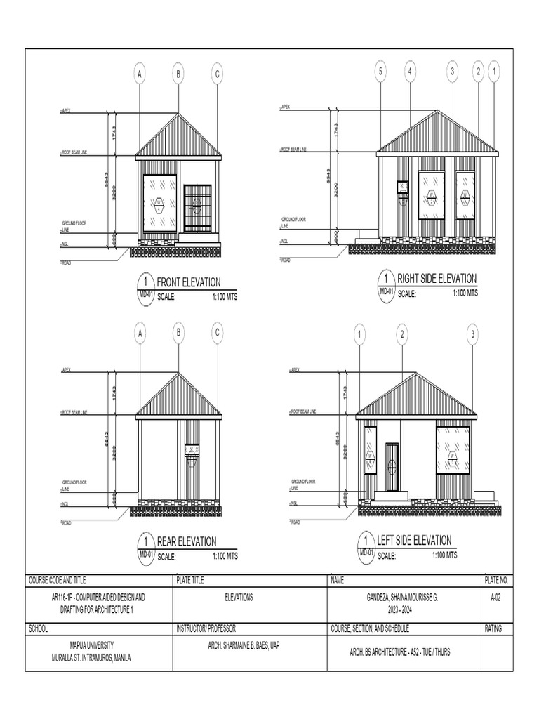 Architectural Elevations for CAD Project | PDF