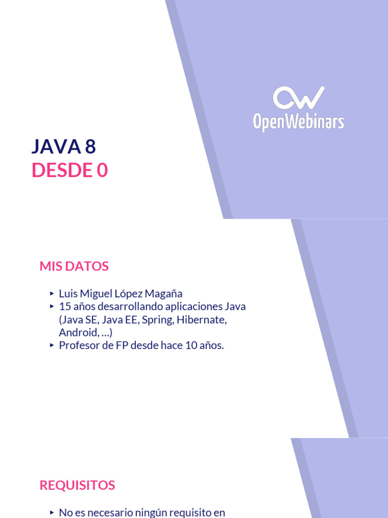 Presentación | PDF | Java (lenguaje de programación) | Lenguaje de ...