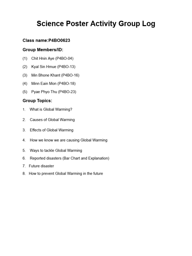 Global Warming Research Group Log | PDF
