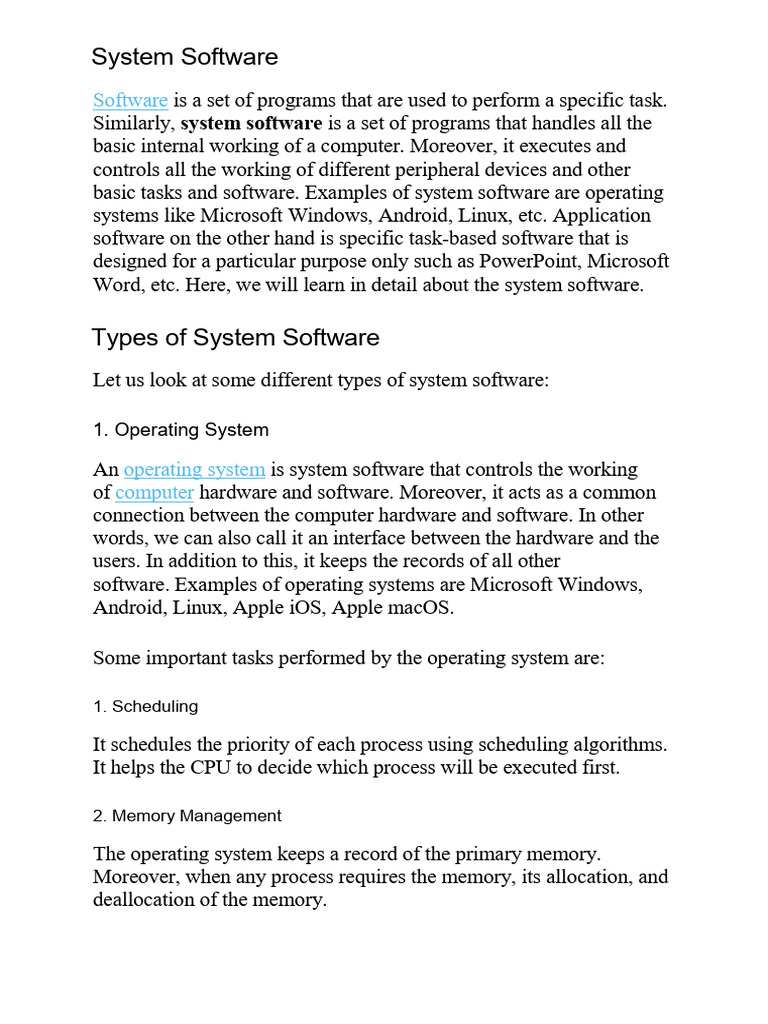 BSC I Sem Types of Software | PDF | Operating System | Process (Computing)