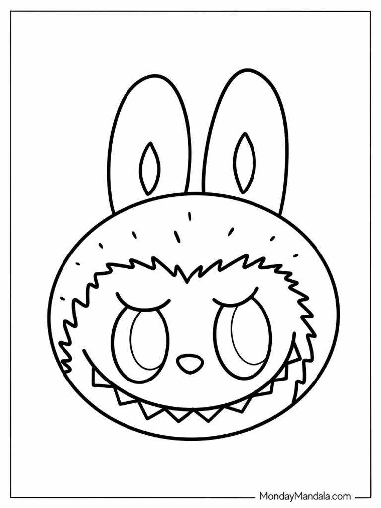 Simple-Labubu-Face-Coloring-Sheet-For-Preschoolers | PDF