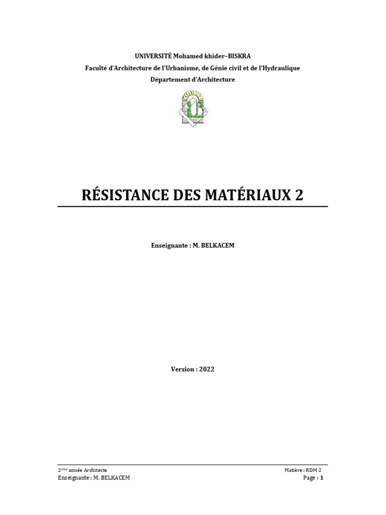 Traction et Compression en RDM 2 | PDF | Résistance des matériaux | Obliger