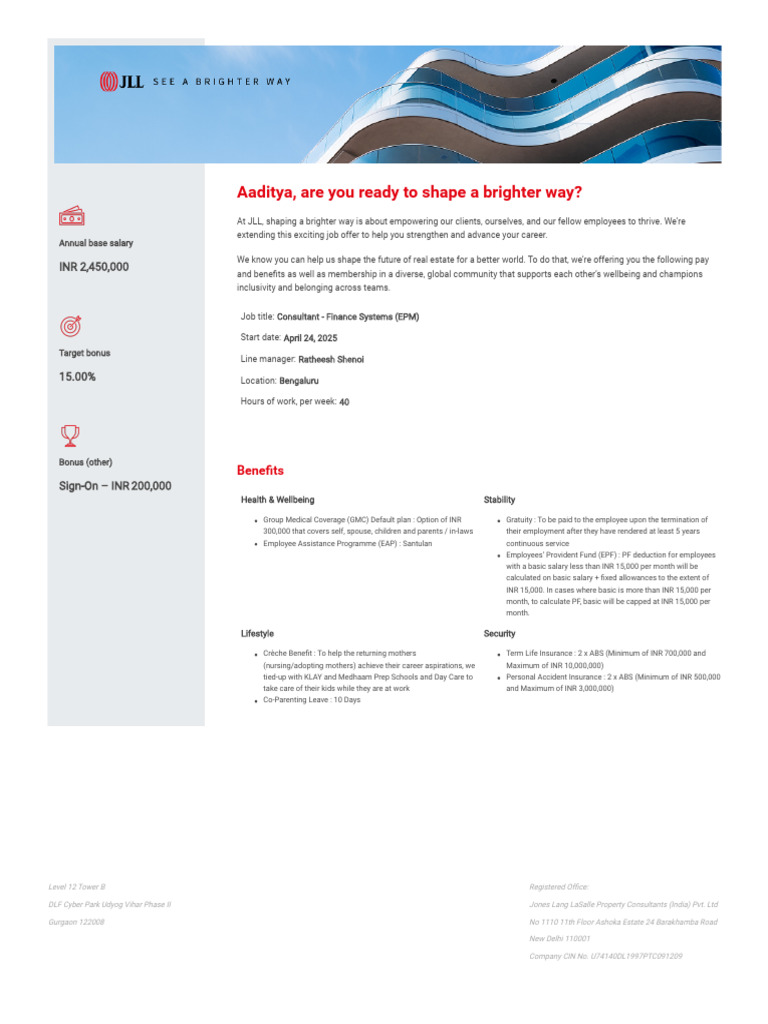 Recruiting+ +jll+e Offer+ +india+ (External) +2025!01!21 | PDF | Sexual ...