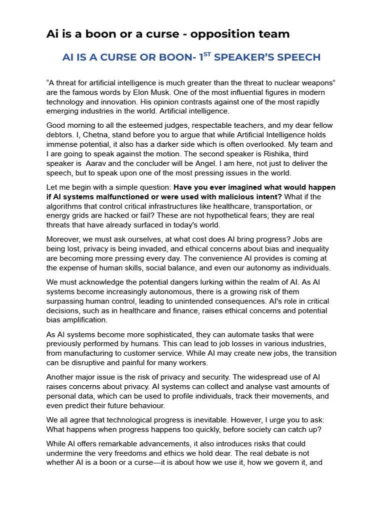 Ai Is A Curse or Boon | PDF | Artificial Intelligence | Intelligence ...
