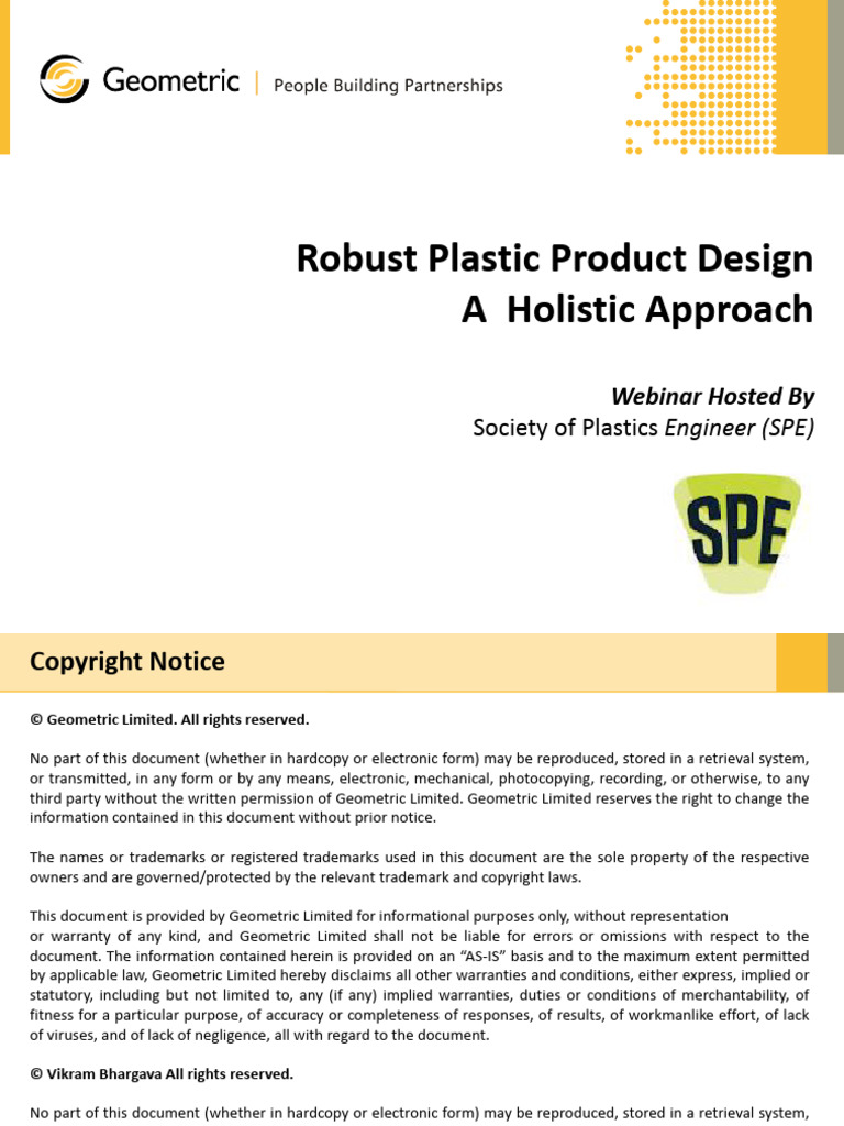 Robust Plastic Product Design Approach - SPE - Geometric Webinar | PDF ...
