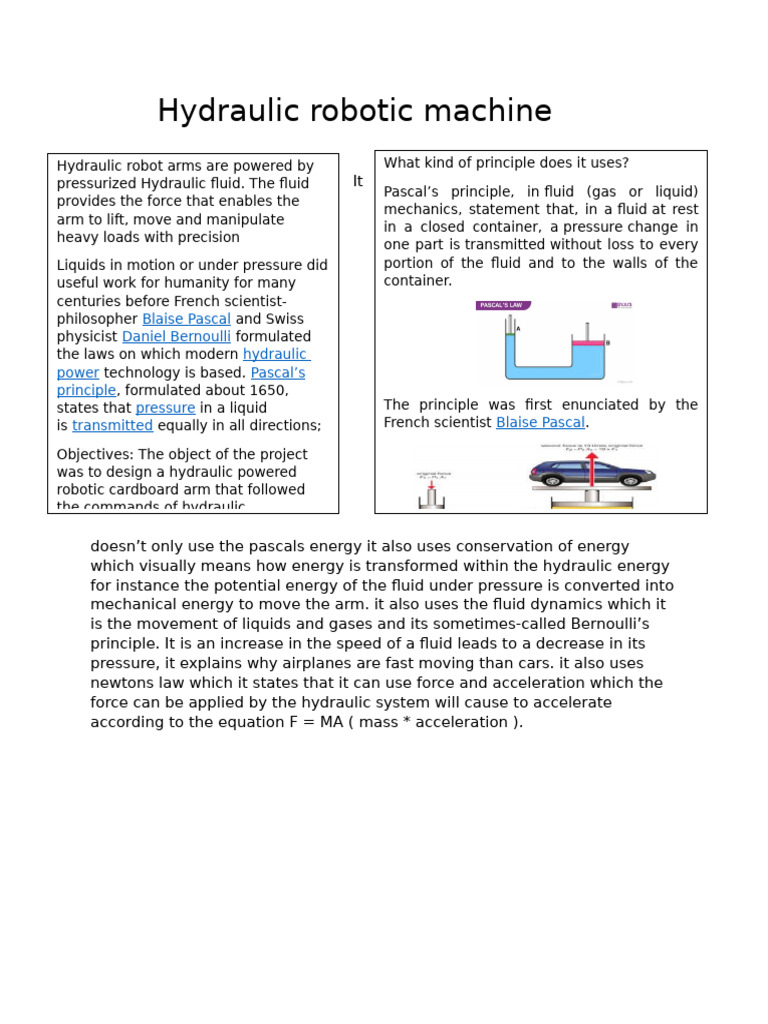 Hydraulic Robotic Arm Project Report | PDF