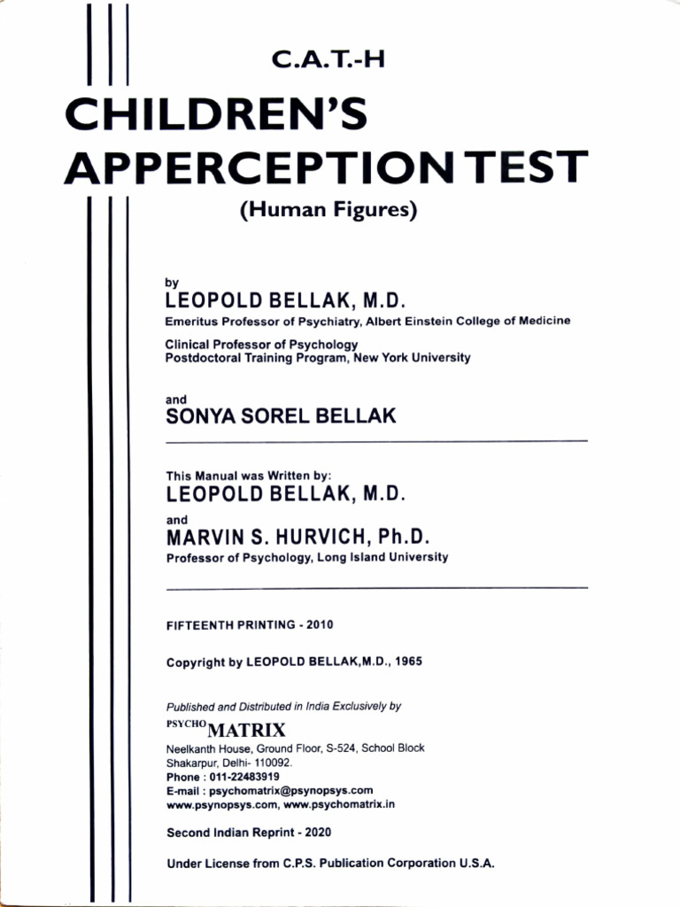 Children's Apperception Test Manual | PDF | Behavioural Sciences ...