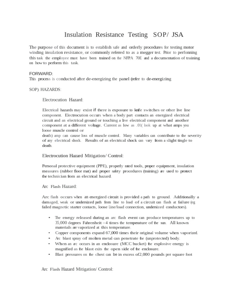 Insulation Resistance Testing | PDF | Personal Protective Equipment ...