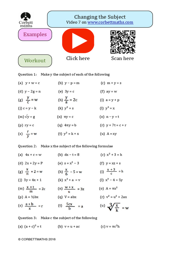 Changing the Subject Pdf1 | PDF | Euclidean Plane Geometry | Geometric ...