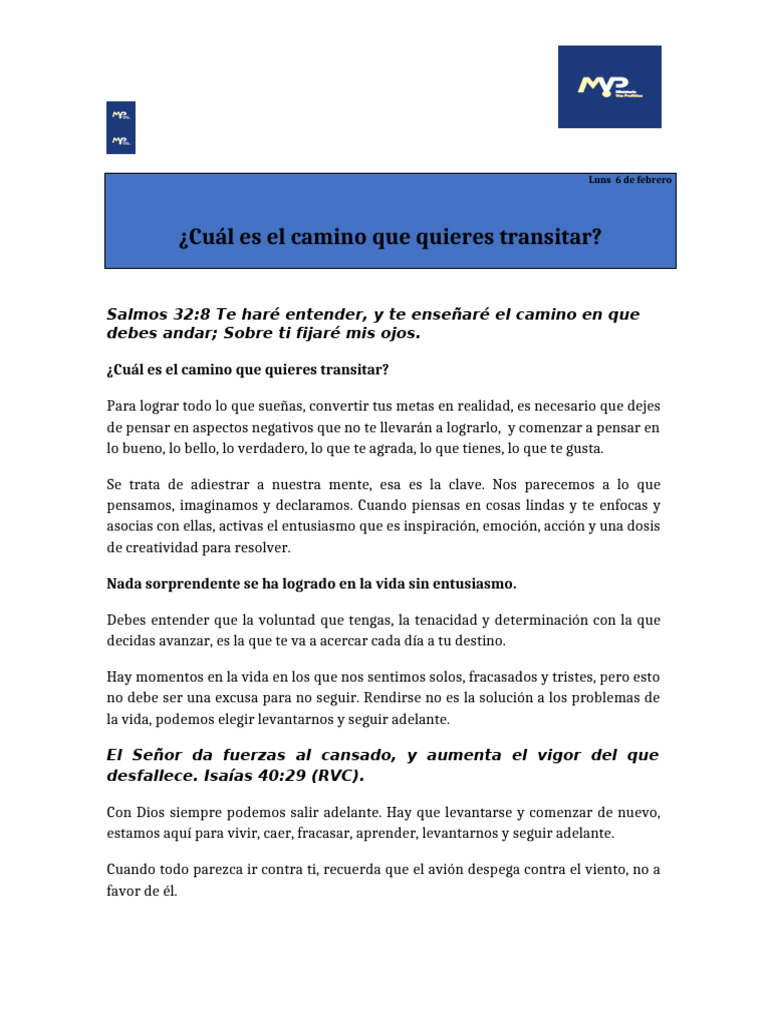 Cuál Es El Camino Que Quieres Transitar | PDF | Pensamiento
