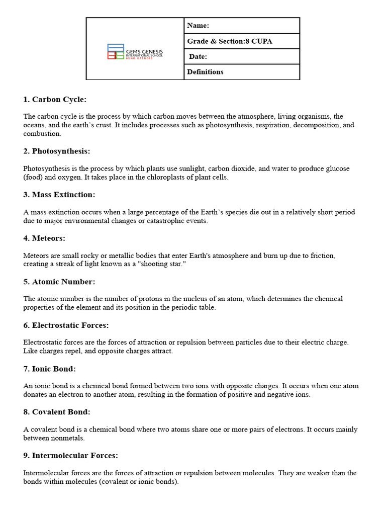 Key Science Concepts Explained | PDF | Chemical Bond | Voltage