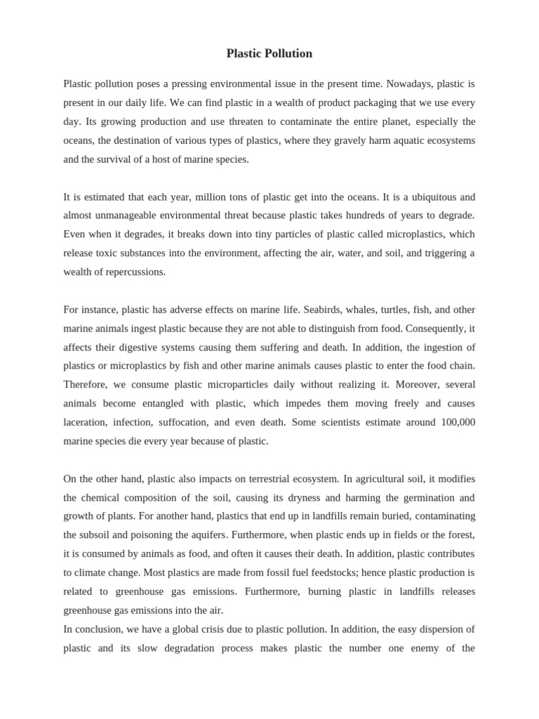 Impact of Plastic Pollution on Ecosystems | PDF | Plastic | Pollution