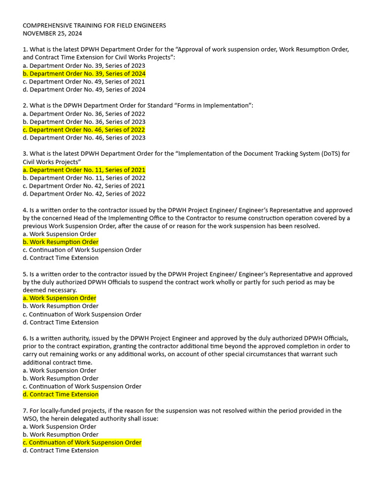 COMPREHENSIVE TRAINING Questionnaire | PDF