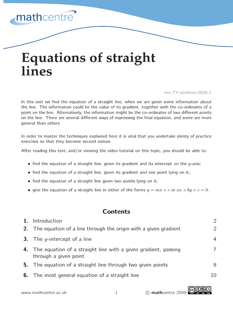 Strtlines Y8 | PDF | Line (Geometry) | Equations
