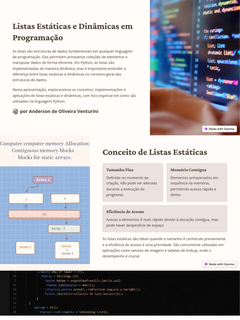 Listas Estáticas e Dinâmicas em Python | PDF | Estrutura de dados ...