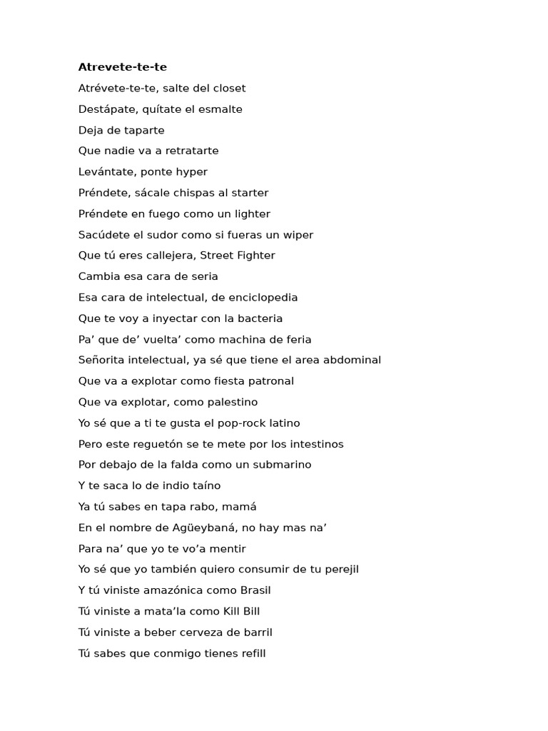 Letras de Reguetón y Pop Latino | PDF