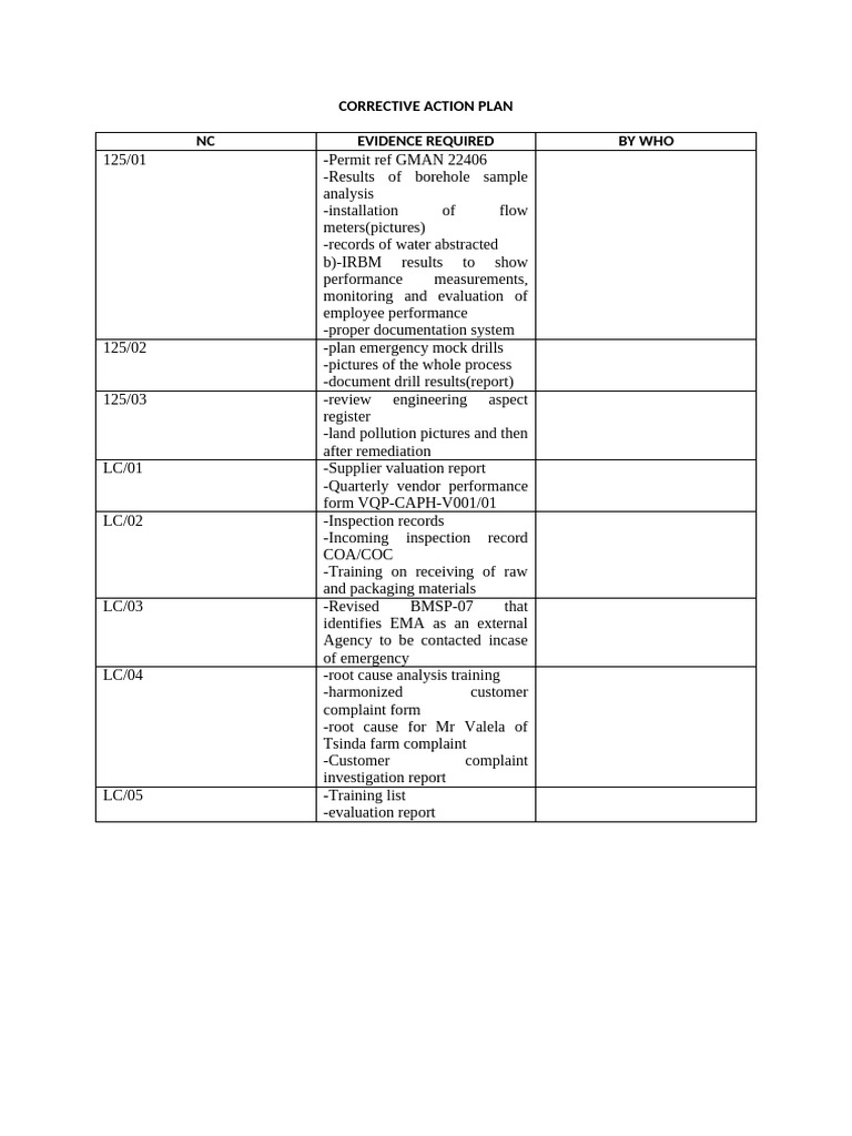 Corrective Action Plan Overview | PDF