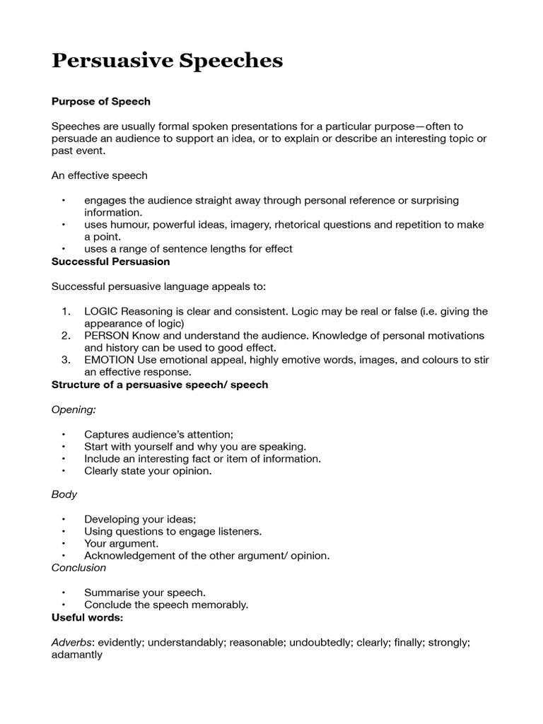 Techniques For Persuasive Speeches Pdf Rhetoric Argument