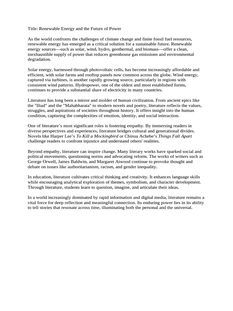 The Role of Literature in Shaping Society | PDF
