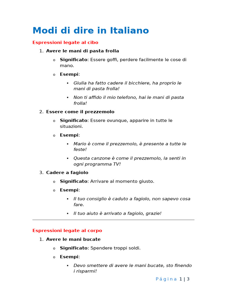 Modi Di Dire in Italiano | PDF