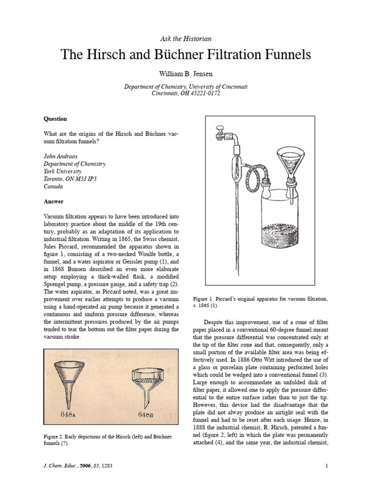 Origins of Hirsch and Büchner Funnels | PDF | Filtration