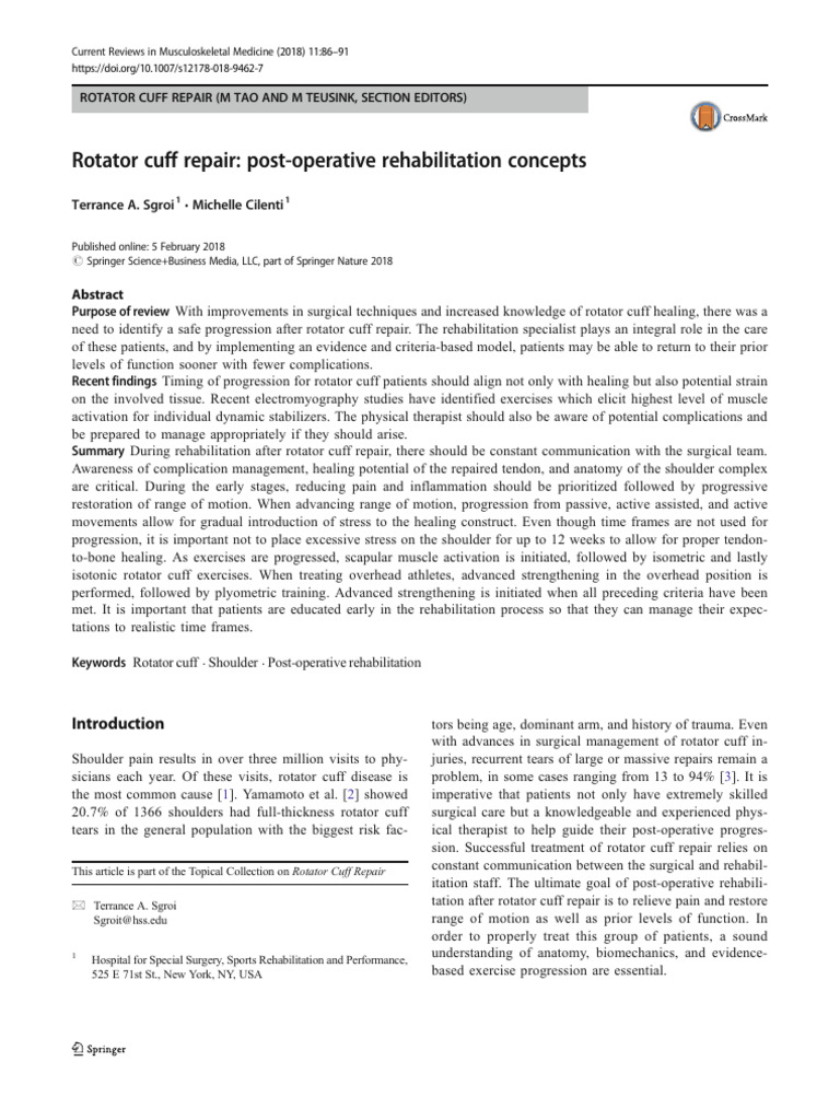 Post-Op Rehab for Rotator Cuff Repair | PDF | Shoulder | Anatomical ...